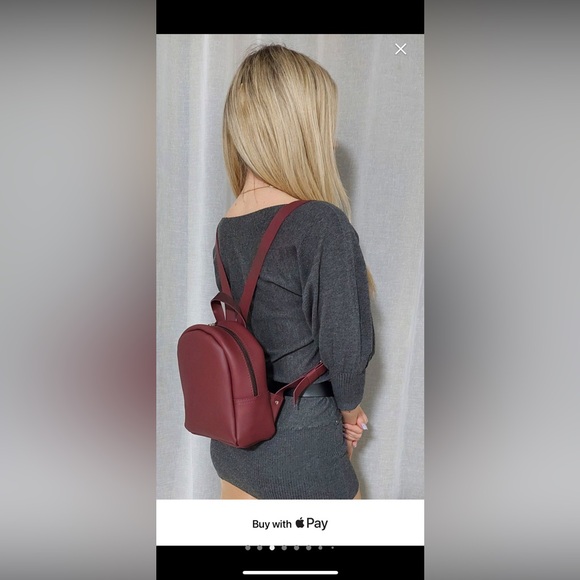 Brown leather backpack - Picture 6 of 8